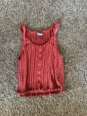 American Eagle Outfitters Coral Button-Front Knit Tank